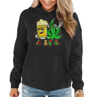 Funny 420 Pot Leaf Marijuana Bong Beer Drunk Weed Cannabis Women Hoodie | Mazezy