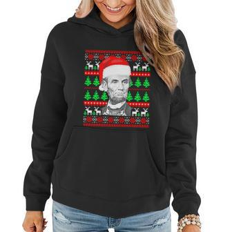 Funny Abraham Lincoln Santa Hat Ugly Christmas Cool Gift Women Hoodie - Monsterry DE
