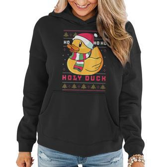 Funny And Cute Duck Puns Merry Christmas Ho-Ho Holy Duck  Women Hoodie Graphic Print Hooded Sweatshirt