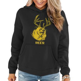 Funny Bear Plus Deer Equals Beer Deer Hunting Usa Hunter Women Hoodie - Seseable