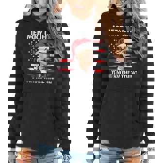 Funny Biden Christmas Merry Uh Uh You Know The Thing Us Flag Women Hoodie - Seseable