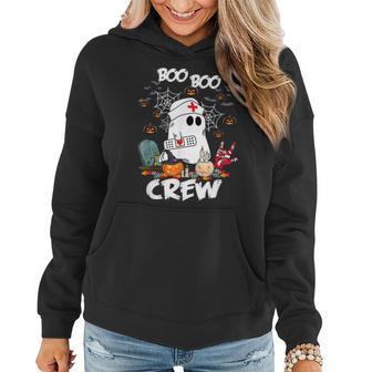 Funny Boo Boo Crew Ghost Nurse Retro Halloween 2021 Nursing Women Hoodie Graphic Print Hooded Sweatshirt - Thegiftio UK