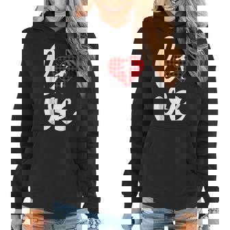 Funny Buffalo Plaid Love Kickboxing Valentines Day Women Hoodie - Seseable