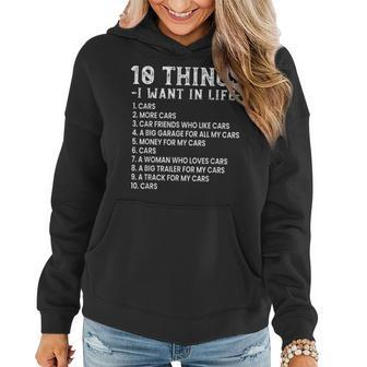 Funny Car Lover 10 Things I Want In Life Women Hoodie - Seseable