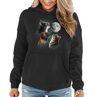 Funny Cat Cats Meowling At Moon Cat Lover Women Hoodie | Seseable UK