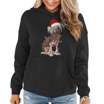 Funny Chinese Crested Xmas Lights Gift Dog Dad Dog Mom Women Hoodie | Mazezy