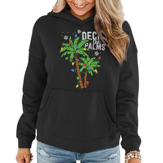 Funny Deck The Palms Tropical Christmas Palm Tree Lights Women Hoodie Graphic Print Hooded Sweatshirt - Thegiftio UK