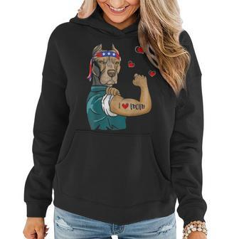 Funny Dog Pitbull I Love Mom Tattoo Gifts Mothers Day Women Hoodie - Seseable