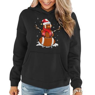 Funny Football Snowman Christmas Pajamas Matching Gifts Idea V2 Women Hoodie Graphic Print Hooded Sweatshirt - Thegiftio UK