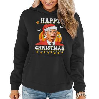 Funny Halloween Anti Joe Biden Confused Happy Christmas Xmas Women Hoodie Graphic Print Hooded Sweatshirt - Thegiftio UK