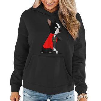 Funny I Love Mom Tattoo Boston Terrier Dog Mom Mothers Day Women Hoodie | Mazezy