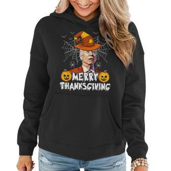 Funny Joe Biden Confused Merry Thanksgiving For Halloween V31 Women Hoodie Graphic Print Hooded Sweatshirt - Thegiftio UK