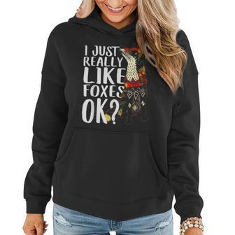 Funny Just Really Like Foxes Lover Dad Mom Mandala Kidding Women Hoodie - Seseable