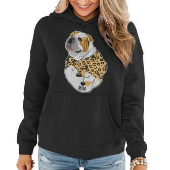 Funny Leopard English Bulldog Mom Costume Mothers Day Gift Women Hoodie - Seseable