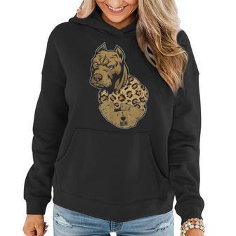 Funny Leopard Pitbull Mom Costume Mothers Day Gift Women Hoodie - Seseable