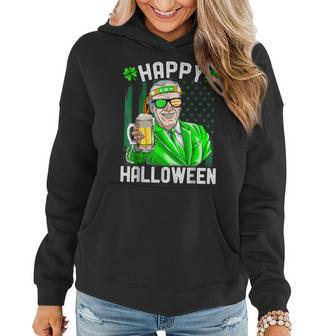 Funny Leprechaun Biden Happy Halloween For St Patricks Day Women Hoodie - Seseable