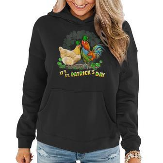 Funny Leprechaun Shamrock Chicken Hen Rooster St Patrick Day Women Hoodie - Seseable