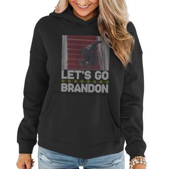 Funny Lets Go Brandon Falling Biden Ugly Christmas Sweater Women Hoodie - Monsterry