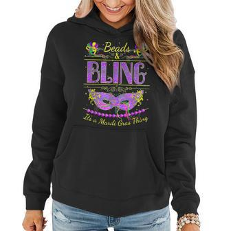 Funny Mardi Gras Beads And Bling Its A Mardi Gras Women Hoodie - Seseable