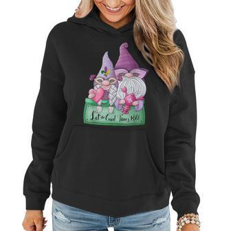 Funny Mardi Gras Gnome Let The Good Times Roll Crawfish Women Hoodie - Seseable