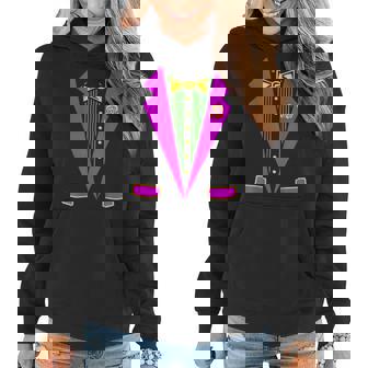 Funny Mardi Gras Tuxedo Costume Print Carnival Parade Women Hoodie - Seseable