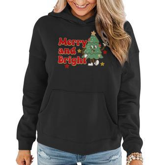 Funny Merry And Bright Christmas Lights Funny Christmas Tree Women Hoodie Graphic Print Hooded Sweatshirt - Thegiftio UK