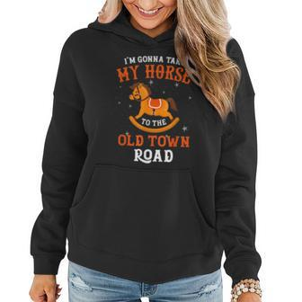 Funny Old Town Road Rocking Horse Riding Gift Women Hoodie | Mazezy