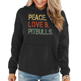 Funny Peace Love Pitbulls Pittie Mom Gifts Pibbles Dad Women Hoodie - Seseable