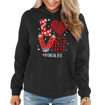 Funny Plaid Heart Love Para Life Valentine Day Christmas Women Hoodie - Seseable