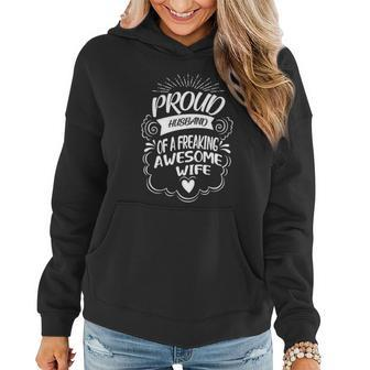 Funny Proud Husband Of A Freaking Awesome Wife Cool Gift Women Hoodie - Monsterry CA