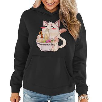 Funny Ramen Cat Kawaii Anime Japanese Food Cat Lovers Gifts V5 Women Hoodie Graphic Print Hooded Sweatshirt - Thegiftio UK