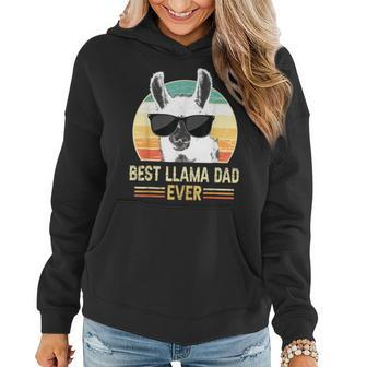 Funny Retro Best Llama Dad Ever Alpaca With Sunglasses Women Hoodie | Mazezy