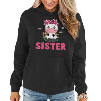 Funny Sister Cow Cute Cow Farmer Birthday Matching Family Women Hoodie - Seseable