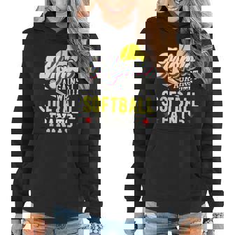Funny Softball Mom Against White Softball Pants Women Hoodie | Mazezy