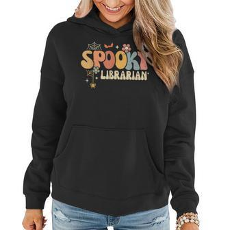 Funny Spooky Season Retro Spooky Librarian Halloween Costume Women Hoodie Graphic Print Hooded Sweatshirt - Thegiftio UK