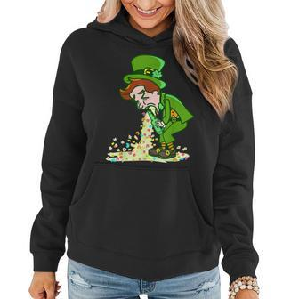 Funny St Patricks Day Drunk Leprechaun Puking Drinking Party Women Hoodie | Mazezy