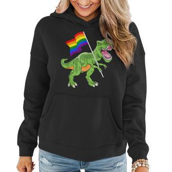 Funny T Rex Rainbow Flag Gay Lesbian Lgbt Pride Women Men Women Hoodie | Mazezy