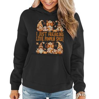 Funny Thanksgiving Gnome Freaking Loves Pumpkin Spice Gift Women Hoodie - Monsterry