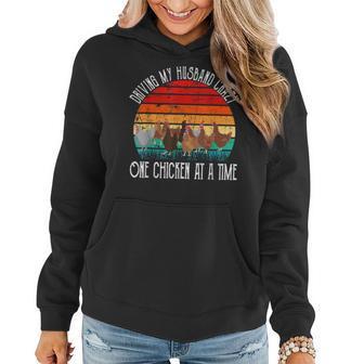 Funny Womens Driving My Husband Crazy One Chicken At A Time Women Hoodie | Mazezy