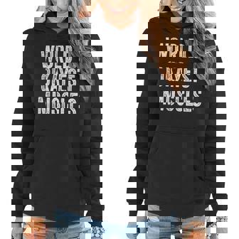 Funny Worlds Okayest Muscles Gym Workout Dad Vintage Retro Women Hoodie Graphic Print Hooded Sweatshirt - Thegiftio