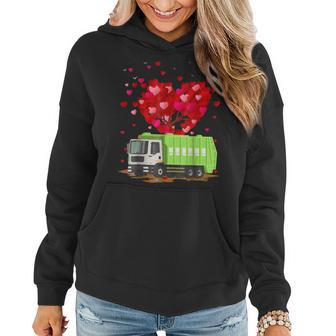 Garbage Truck Lover Heart Shape Garbage Truck Valentines Day Women Hoodie - Seseable
