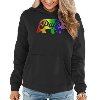 Gay Dad Papa Bear Pride Rainbow Colors Fathers Day Women Hoodie Graphic Print Hooded Sweatshirt - Thegiftio UK