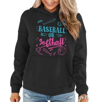 Gender Reveal Party Mom Dad Gift Baseball Softball Gift Women Hoodie - Seseable