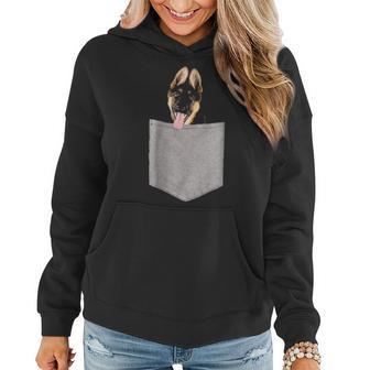 German Shepherd Pocket Funny Mom Black White Gifts Women Hoodie - Seseable