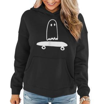 Ghost Skateboard Lazy Halloween Costume Funny Skateboarding V3 Women Hoodie Graphic Print Hooded Sweatshirt - Thegiftio UK
