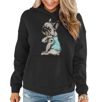 Gifts French Bulldog Dog I Love Mom Tattoo Gift Mothers Day Women Hoodie - Seseable