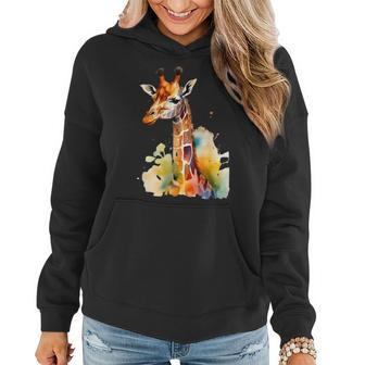 Giraffe Watercolor Women Hoodie | Mazezy
