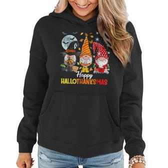 Gnomes Lover Halloween Merry Christmas Happy Hallo Thanksmas Women Hoodie Graphic Print Hooded Sweatshirt - Thegiftio UK