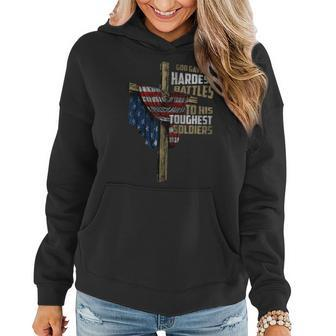 God Gave His Hardest Battles To His Toughest Soldiers Cancer Women Hoodie - Seseable