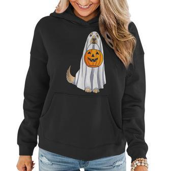 Golden Retriever Ghost Pumpkin Halloween Fall V4 Women Hoodie Graphic Print Hooded Sweatshirt - Thegiftio UK